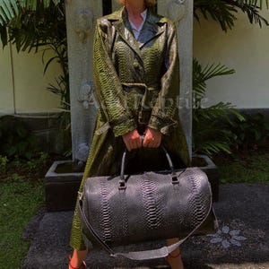 Matching Python Skin Dress and Top Handle | Green Snake Skin Fashion | Handcrafted Gift