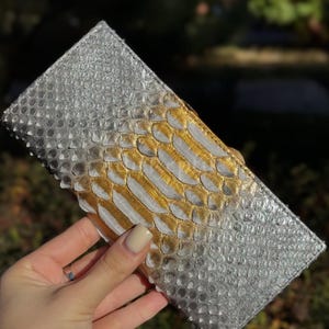Gray Python Skin Wallet | Luxury Exotic Leather Handbag | Handmade Reptile Purse
