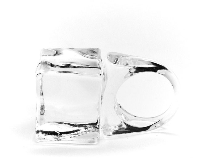 Clear Cube Ring. Resin Jewelry. Clear Ring, Clear Ring, Transparent