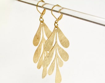 Matisse leaf earrings, Statement earrings. Brass large earrings. Plant leaf earrings, tropical leaf earrings, Floral jewelry. gift for her,
