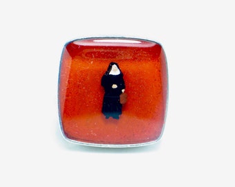 Nun ring. Resin rings. Modern jewelry. Catholic nun. nun ring,  resin jewelry. Square resin ring. gift for her, resin rings for women