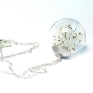 Dandelion necklace sterling silver. wish necklace. Glass Bead Orb. Necklace Botanical. Dandelion pendant. Botanical, gift for her
