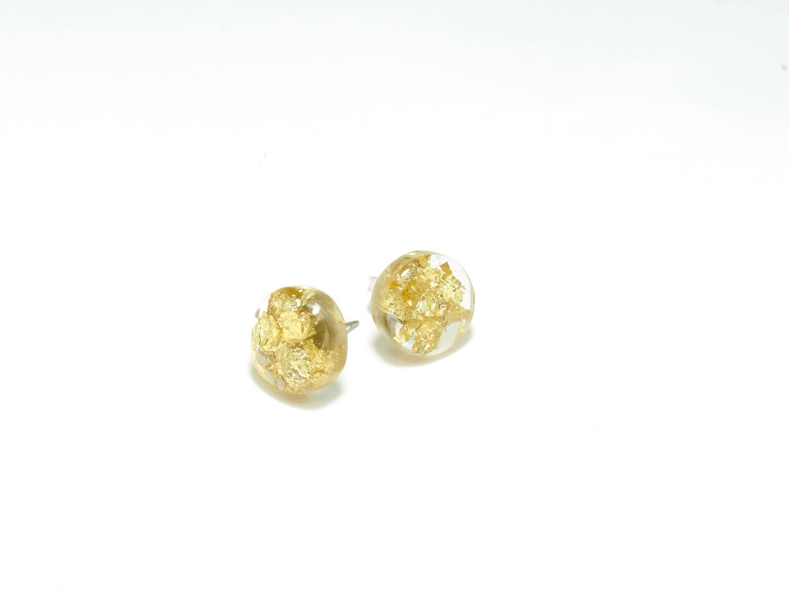 Resin Earrings Studs Earrings. Gold Leaf Resin Earrings. - Etsy Canada