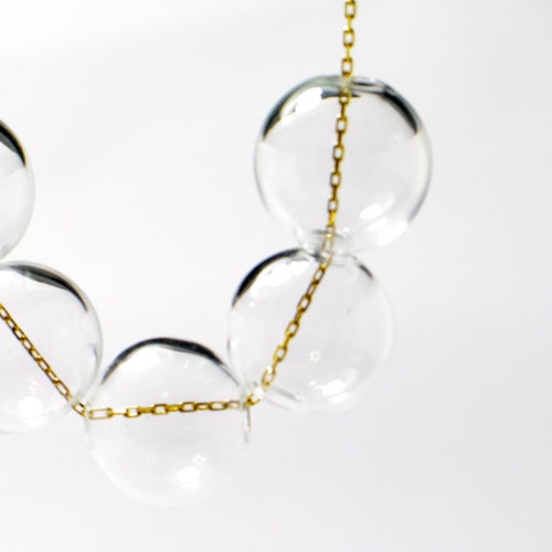 Clear crystal ball pendant,  contemporary transparent necklace