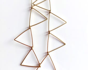Minimalist Raw Brass Triangle Necklace: Geometric Modern Jewelry