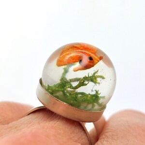 Goldfish ring. Resin ring. Resin jewelry. fish ring, fishbowl ring, fish bowl. miniature, sea animal, Whimsical, resin rings for women image 10