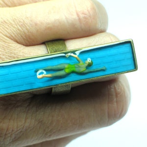 Resin rings, Swim ring, Resin ring, resin jewelry, Swimmer ring. Modern Jewelry , statement ring, cocktail ring. Swimming pool. diorama image 8