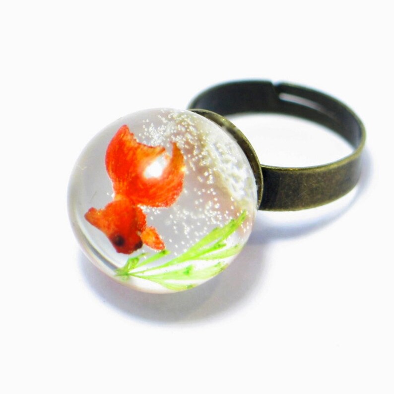 Goldfish ring. Resin ring. Resin jewelry. fish ring fishbowl Etsy