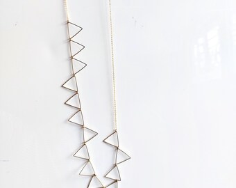 Minimalist Raw Brass Triangle Necklace: Geometric Modern Jewelry