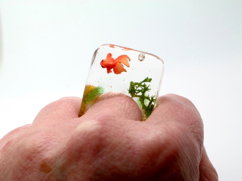 Goldfish Ring. Aquarium Ring Resin Ring. Resin Jewelry. Fish Etsy