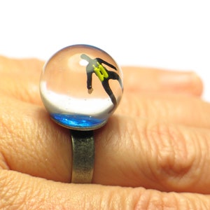 Diver ring, diving ring. Resin rings. Modern jewelry. resin jewelry, snow globe ring, miniature ring, resin rings for women, resin ring image 4