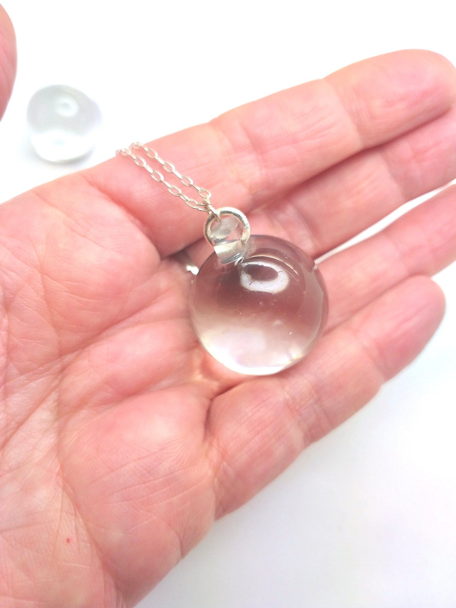 Crystal Ball Pendant Clear Ball Pendant Clear Glass Sphere Etsy