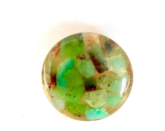 Chrysoprase Stone Ring, Green Resin Ring, Organic Pebble Jewelry