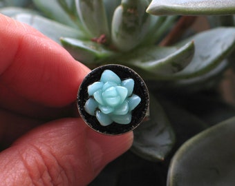 Succulent ring, botanical jewelry, Floral Wedding Ring, Botanical Band ring, Succulent Flower Ring, Succulent gift, resin rings for women