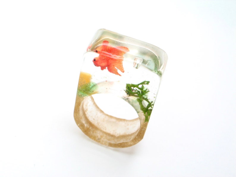 Goldfish Ring. Aquarium Ring Resin Ring. Resin Jewelry. Fish Etsy