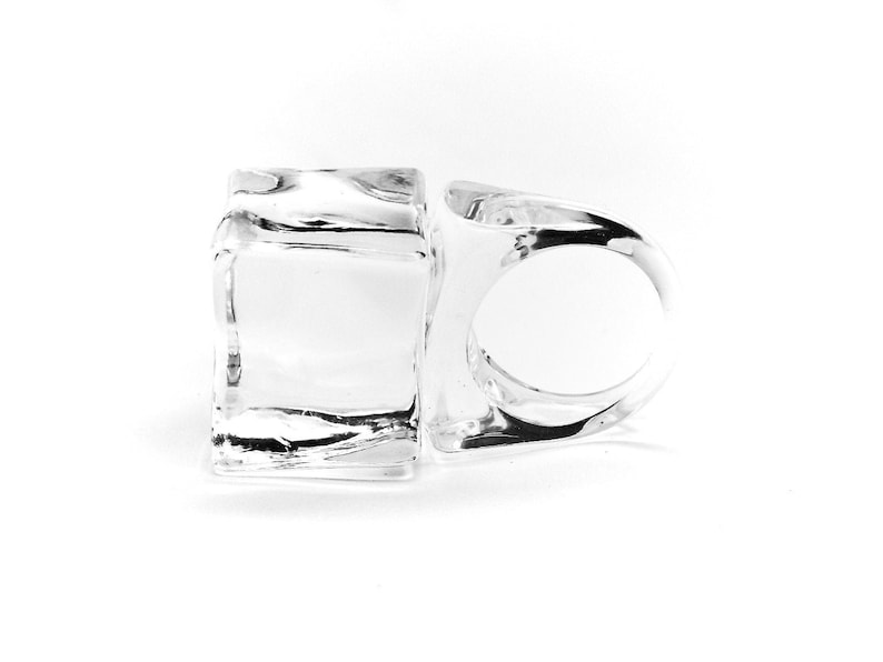 Clear Cube Ring. Resin Jewelry. Clear Ring Clear Ring Etsy