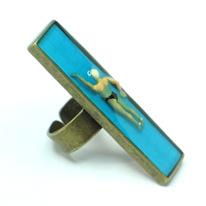 Swimmer Resin Ring: Handmade Diorama Jewelry