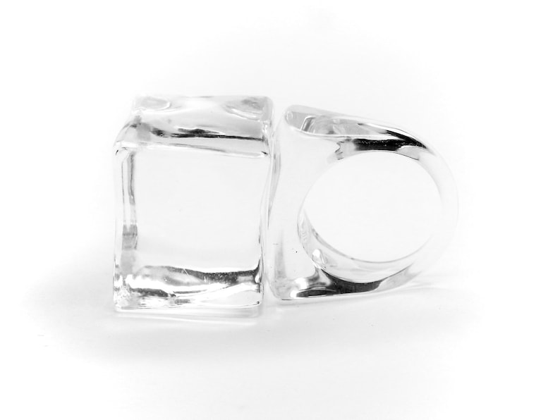 Clear Cube Ring. Resin Jewelry. Clear Ring Clear Ring Etsy