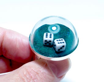 Dice ring. Functional Dice ring. Las Vegas Gambling Craps Gift. Modern Jewelry. Snow globe ring.