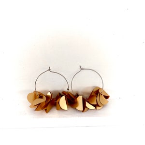Modern flamenco earrings Hoop sequin earrings glam hoops Resin jewelry. hoop earrings. statement jewelry Iridescent Earrings boho earrings, image 5