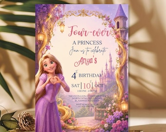 Rapunzel Birthday Invitation, Princess Party Invite, Tangled Inspired Template (Digital Download)