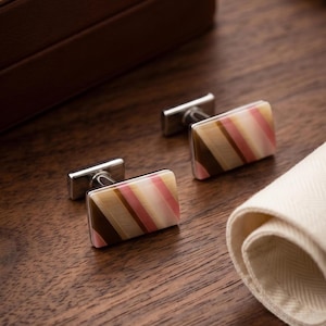 Cats Eye Cufflinks Rectangle Striped Stone Womens Cuff Links Luxury Bridal Wedding Jewelry Executive Gift for Her