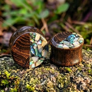Boulder Opal Plugs Mosaic Inlay Gauges Half Split Double Flare Goblincore Earthy Boho Organic Stone Nature Gift Pair
