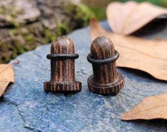 2PCS Organic Wenge Wood Gauges Single Flare Ear Plugs Bullet Dome O-Ring Plugs Pair Artisan Custom Size