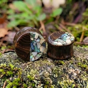 Boulder Opal Plugs Mosaik-Inlay-Ohrstecker Halb-Split Doppel-Flare Goblincore Erdig Boho Bio Stein Natur Geschenk Paar