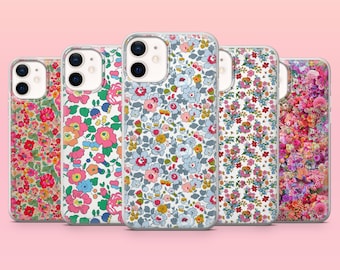 Funda Liberty Betsy con diseño floral para iPhone 17e, 17Pro, 16e, 15, 14, 13, 12, Samsung S26Ultra, S25, A56, A16, Pixel 10A, 10Pro, 9A