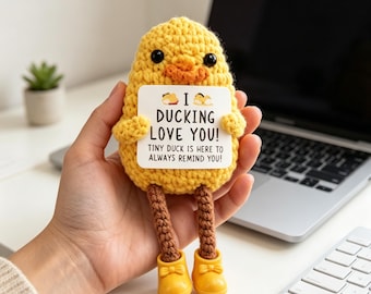「I Ducking Love You」かぎ針編みアヒルぬいぐるみ、彼女への面白い愛の贈り物