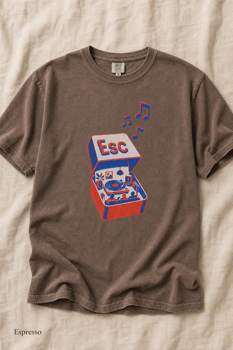 T-shirt tourne-disque clé d'échappement à impression Riso image 17