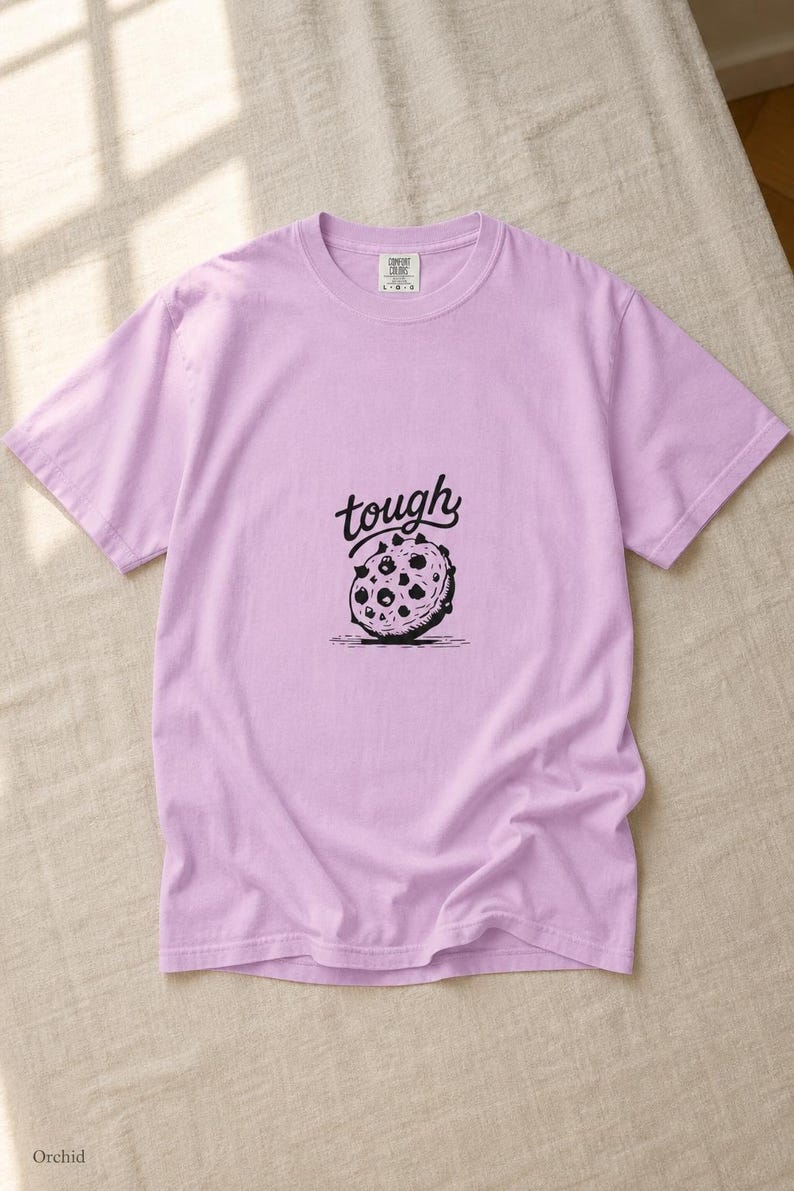Tough Cookie T-Shirt, Hand-Lettered Chocolate Chip Cookie Graphic Tee, Black and White Ink Illustration Shirt zdjęcie 18