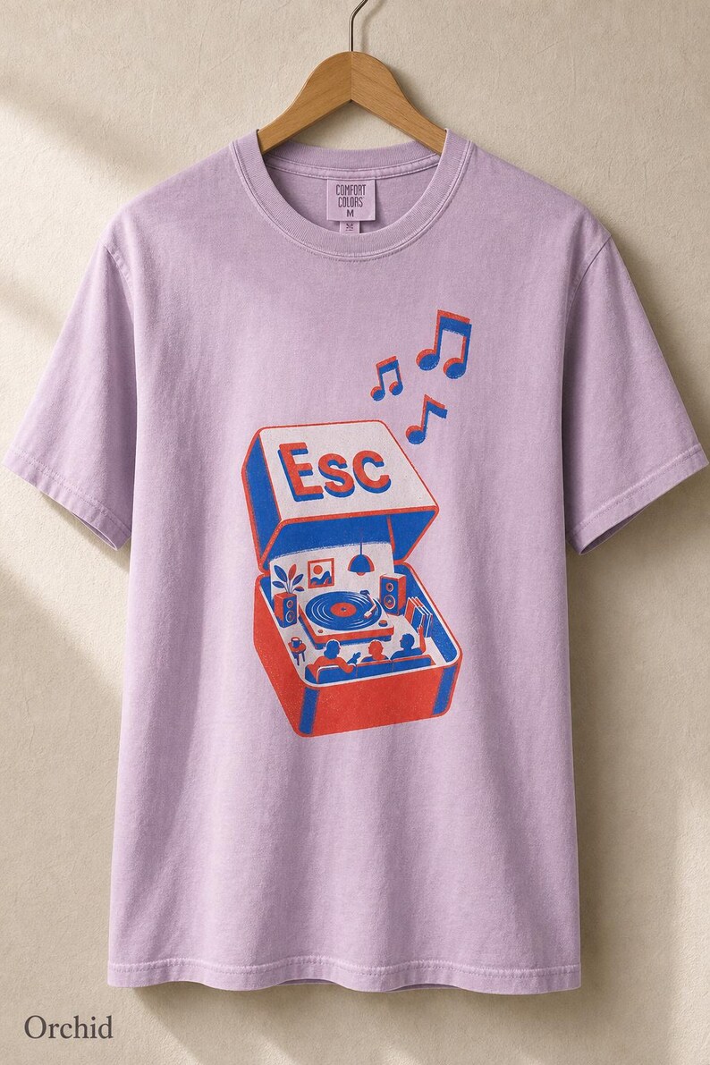 T-shirt tourne-disque clé d'échappement à impression Riso image 18