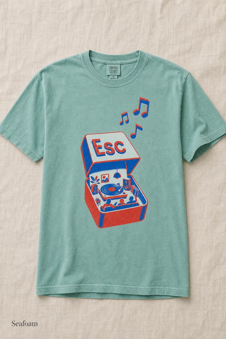 T-shirt tourne-disque clé d'échappement à impression Riso image 10