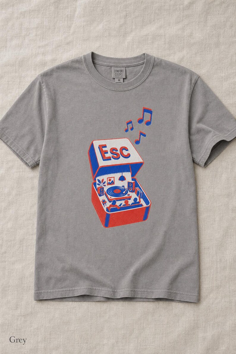 T-shirt tourne-disque clé d'échappement à impression Riso image 14