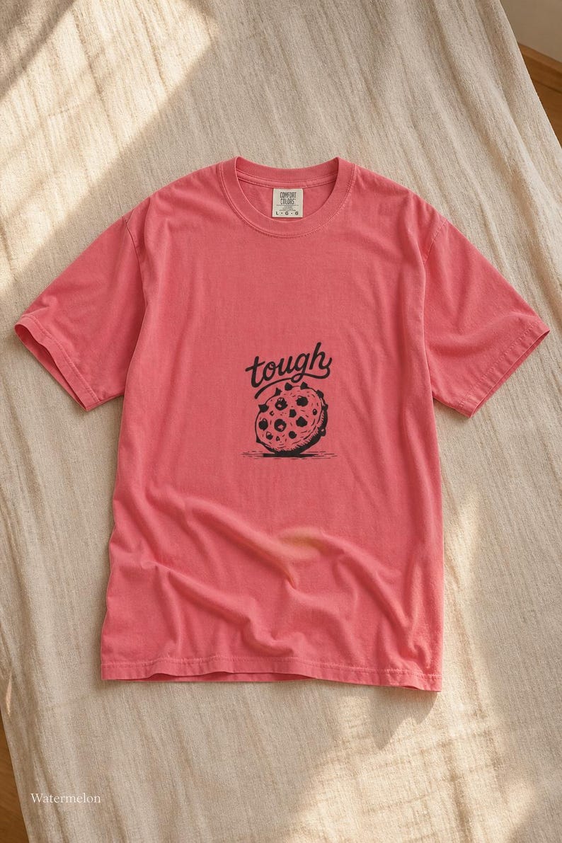 Tough Cookie T-Shirt, Hand-Lettered Chocolate Chip Cookie Graphic Tee, Black and White Ink Illustration Shirt zdjęcie 15