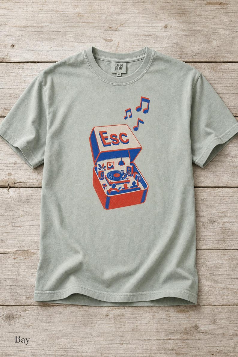 T-shirt tourne-disque clé d'échappement à impression Riso image 5