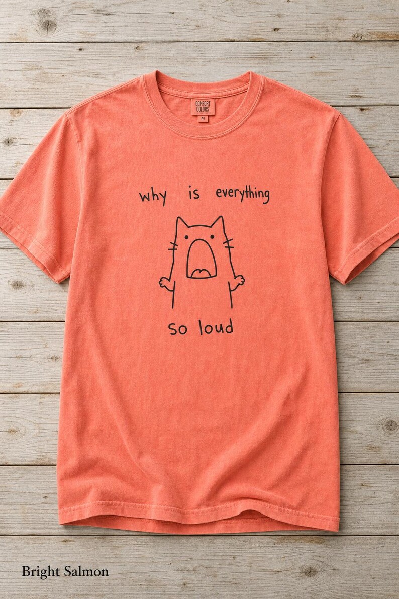 Why Is Everything So Loud Screaming Cat T-Shirt, Funny Doodle Cat Tee, Introvert Overstimulated Shirt, Minimalist Line Drawing imagem 10