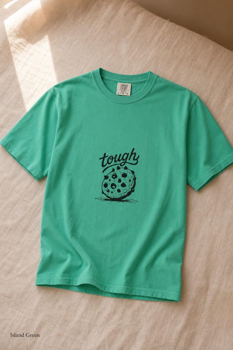 Tough Cookie T-Shirt, Hand-Lettered Chocolate Chip Cookie Graphic Tee, Black and White Ink Illustration Shirt zdjęcie 14