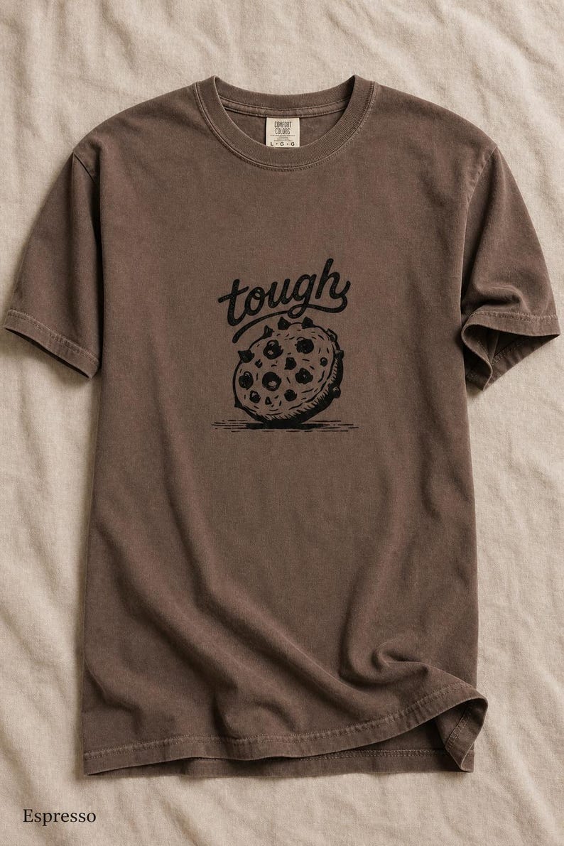 Tough Cookie T-Shirt, Hand-Lettered Chocolate Chip Cookie Graphic Tee, Black and White Ink Illustration Shirt zdjęcie 17