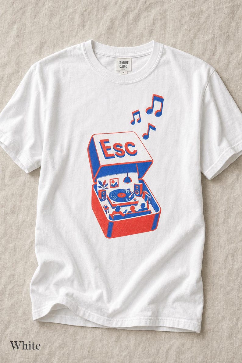 T-shirt tourne-disque clé d'échappement à impression Riso image 4