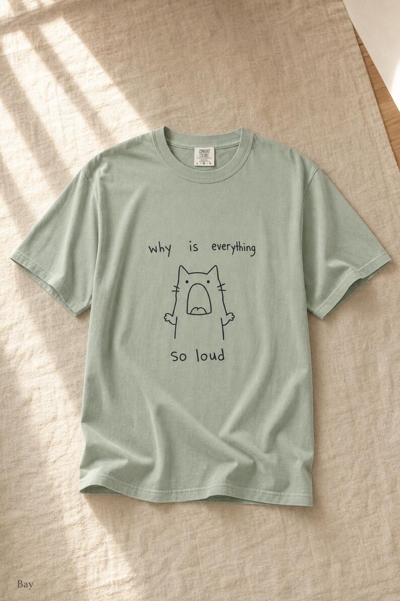 Why Is Everything So Loud Screaming Cat T-Shirt, Funny Doodle Cat Tee, Introvert Overstimulated Shirt, Minimalist Line Drawing imagem 5