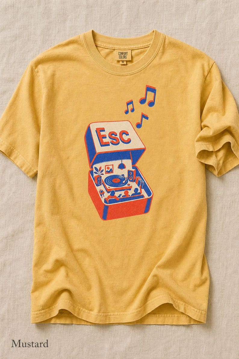 T-shirt tourne-disque clé d'échappement à impression Riso image 12