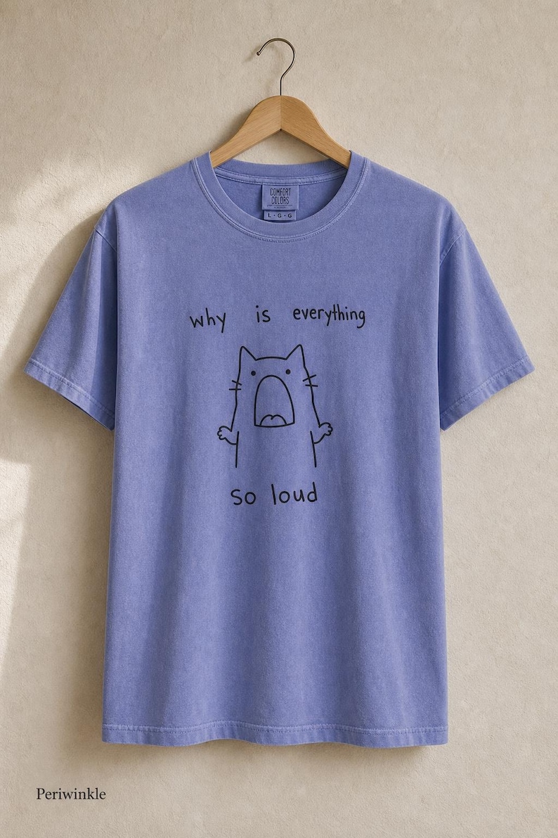 Why Is Everything So Loud Screaming Cat T-Shirt, Funny Doodle Cat Tee, Introvert Overstimulated Shirt, Minimalist Line Drawing imagem 15
