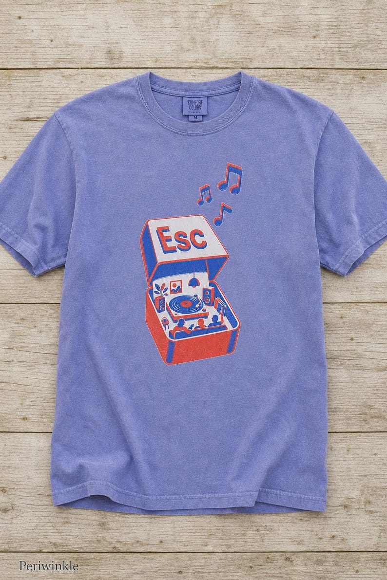 T-shirt tourne-disque clé d'échappement à impression Riso image 1