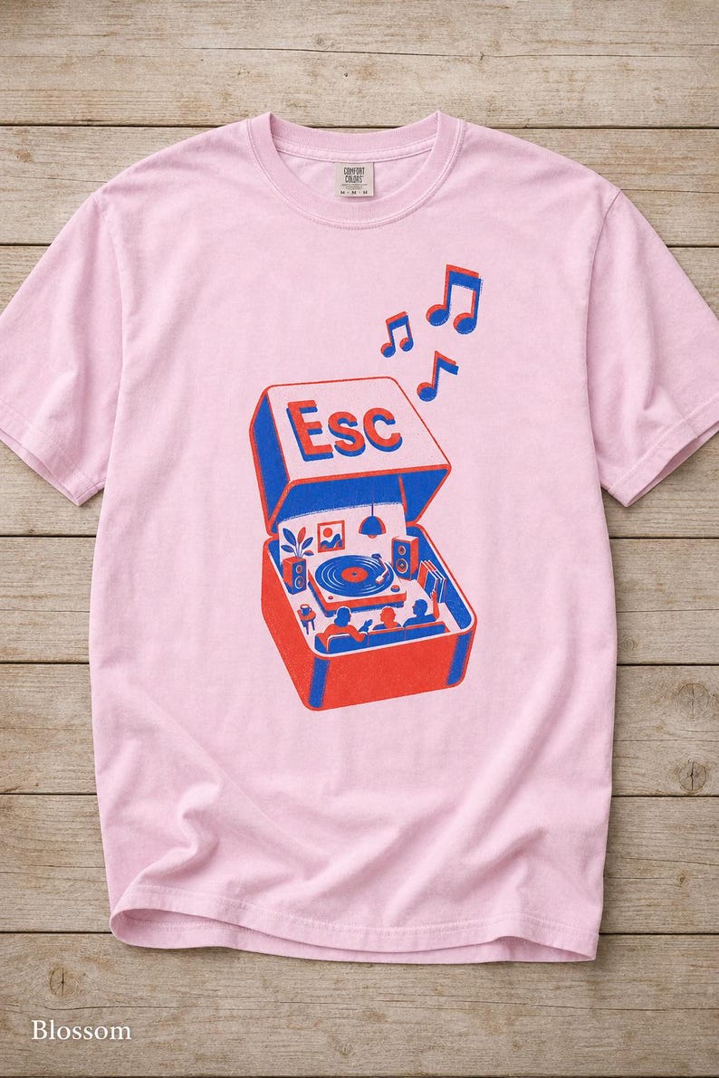 T-shirt tourne-disque clé d'échappement à impression Riso image 8