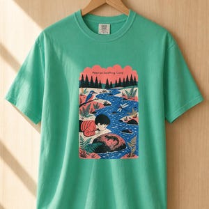 Memorize Something Living T-Shirt, Folk Illustration Tee with Child and Salamander at the Creek, Nature Lover Gift Bild 14