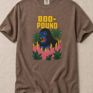 800-Pound Gorilla T-Shirt Pulp Poster Kaiju Tee Bold Flat Color Screenprint Style Roaring Ape Palm Trees Graphic Tee image 17