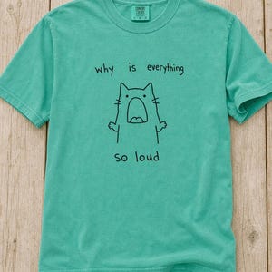 Why Is Everything So Loud Screaming Cat T-Shirt, Funny Doodle Cat Tee, Introvert Overstimulated Shirt, Minimalist Line Drawing imagem 14